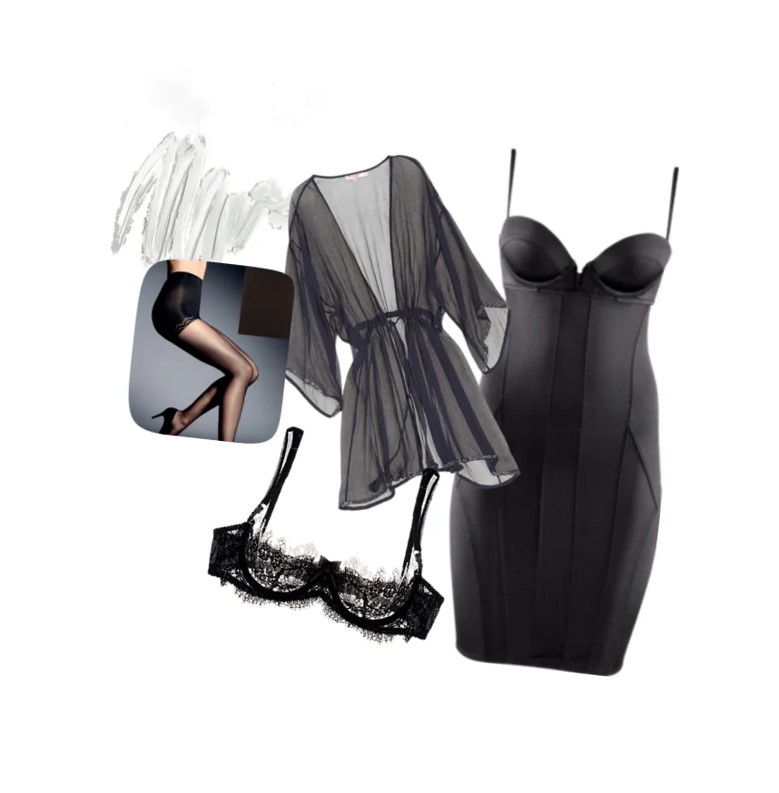 I love beautiful sheer robes with nothing on underneath! They look great in front of a sunny windows. Shape-wear that hugs all your curves just right look amazing on camera! Feeling fun? Pair pantyhose with rockin' heels and a really amazing bra! 