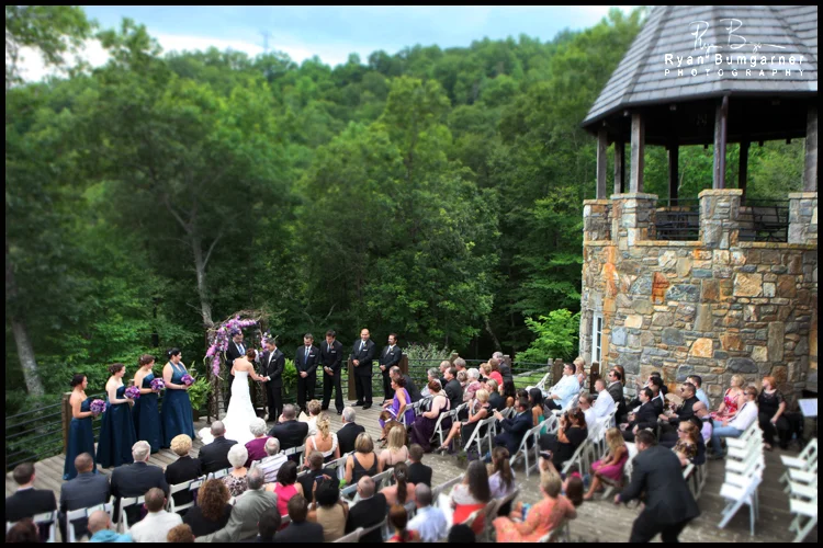 Asheville wedding photography at Castle Ladyhawke by Ryan Bumgarner. Outdoor ceremony on the castle.
