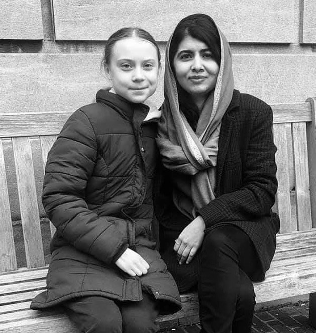 A friend sent me this stunning photo of the climate change activist Greta Thunberg, age 17, and the human rights campaigner, Malala Yousafzai, age 22. They met for the first time recently during a visit to Oxford University. My friend wrote, &ldquo;A