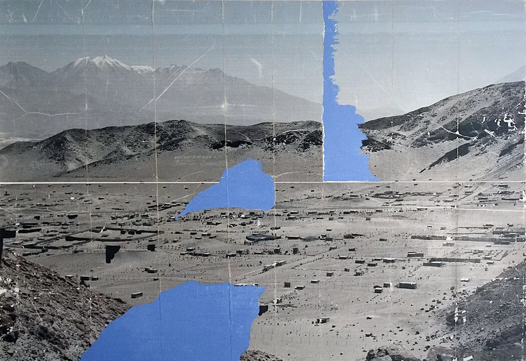 © Beth Davila Waldman, “La Ocupation”, Acrylic paint and pigment on tarp on panel, 2018
