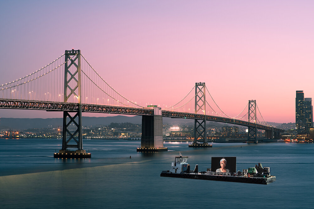 Shimon Attie, Night Watch (San Francisco, Bay Bridge), Digital Rendering, 2021. 