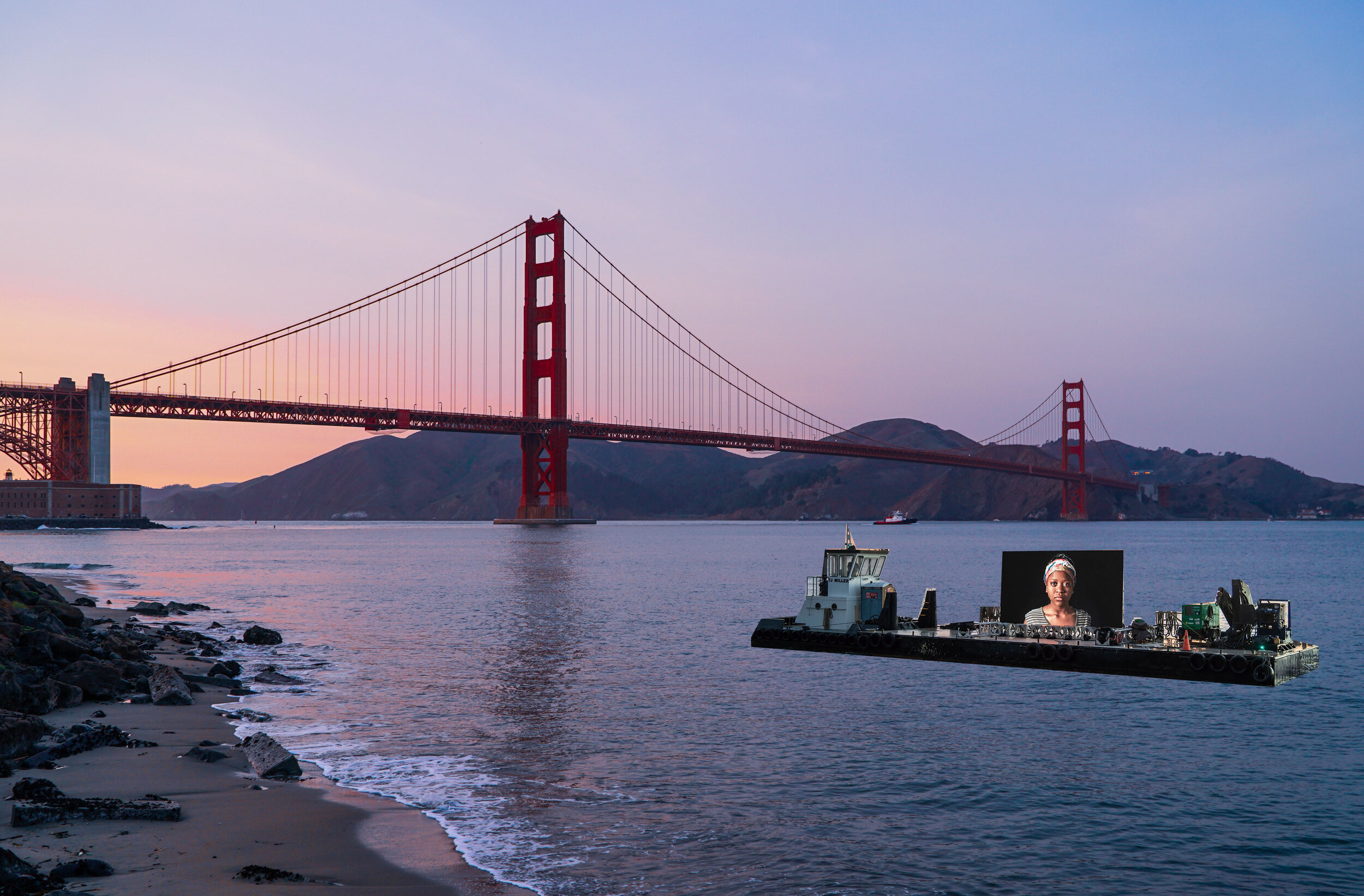 Shimon Attie, Night Watch (San Francisco, Golden Gate Bridge), Digital Rendering, 2021. 