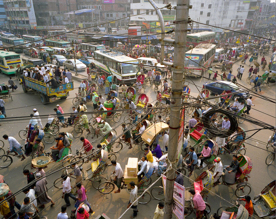 Traffic jam at Giulistan Mosjid Market, Dhaka, Bangladesh