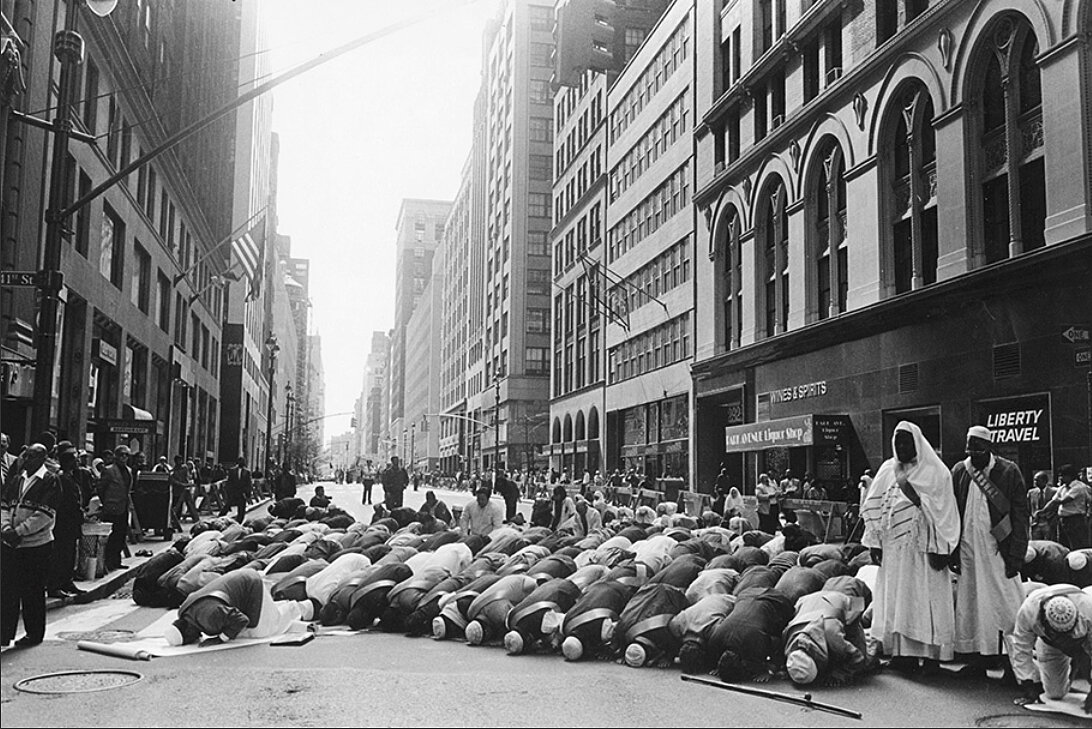 Prayer before Muslim Day Parade, NYC 1995
