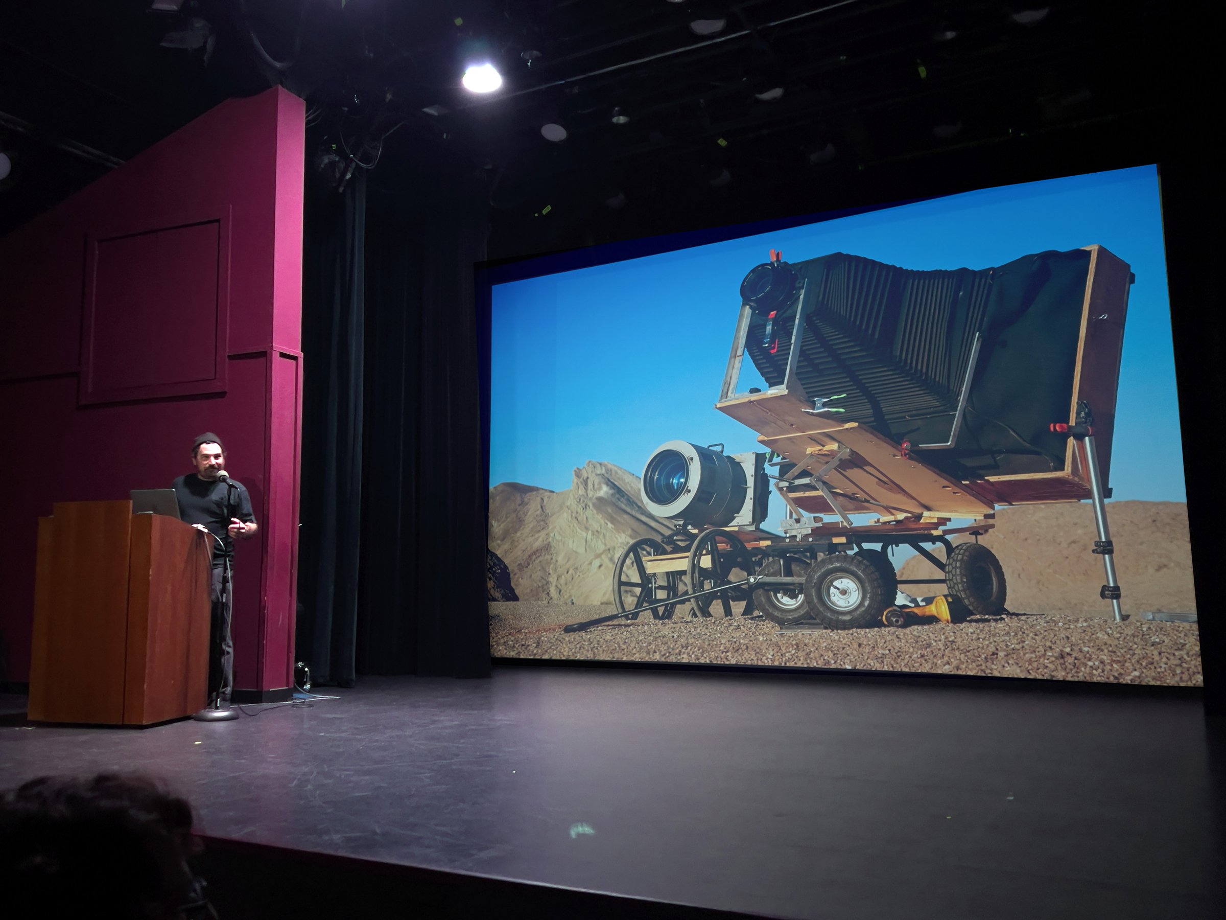  Chris McCaw in conversation with Cantor Arts Center Assistant Curator of Photography and New Media Maggie Dethloff at Bayfront Theater at Fort Mason, January 20, 2024. 