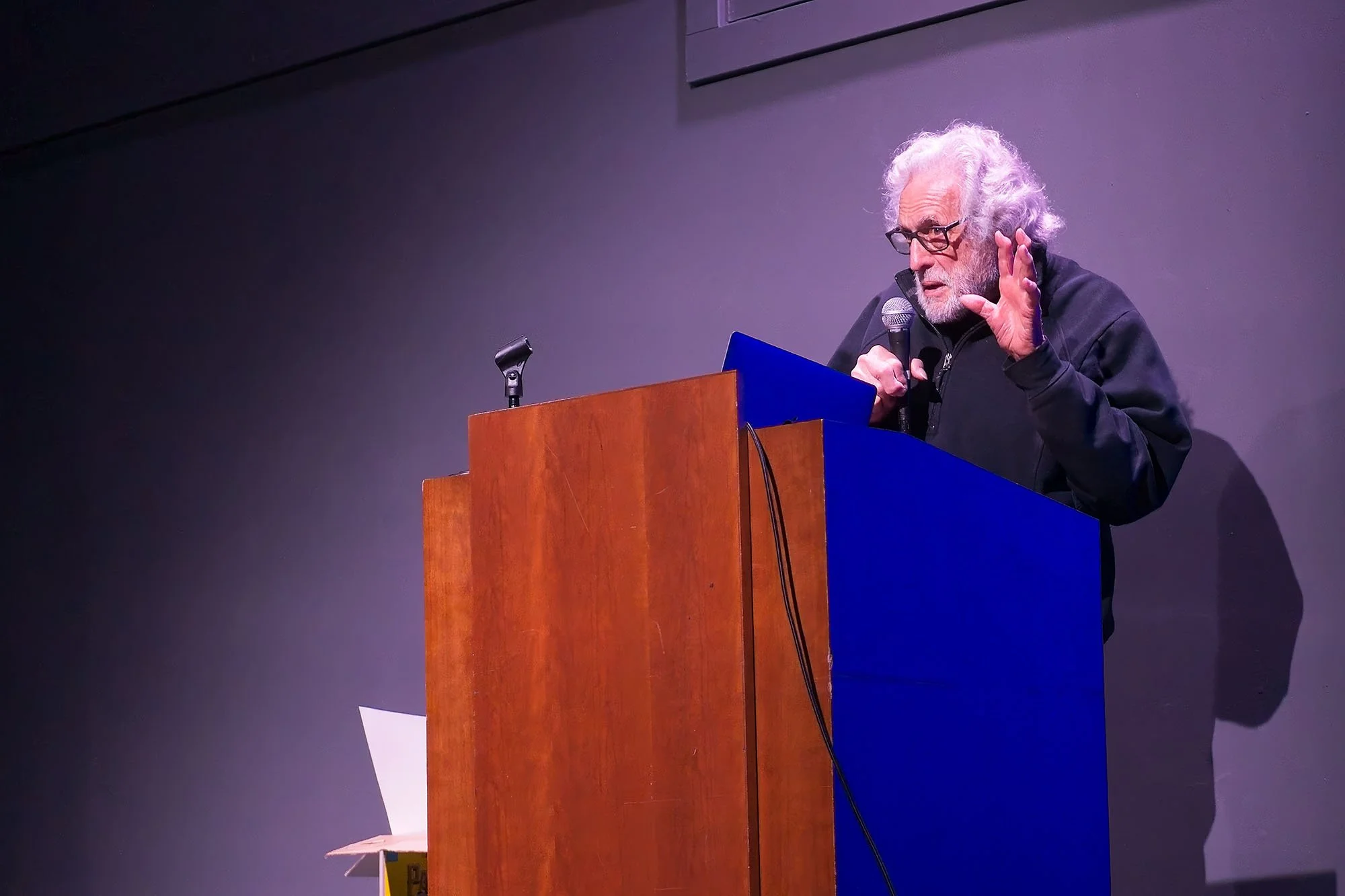 Fred Padula at 2026 Lecture Series with Robel Fessehatzion and Mark Citret. Feb 23. BATS Improv at Fort Mason
