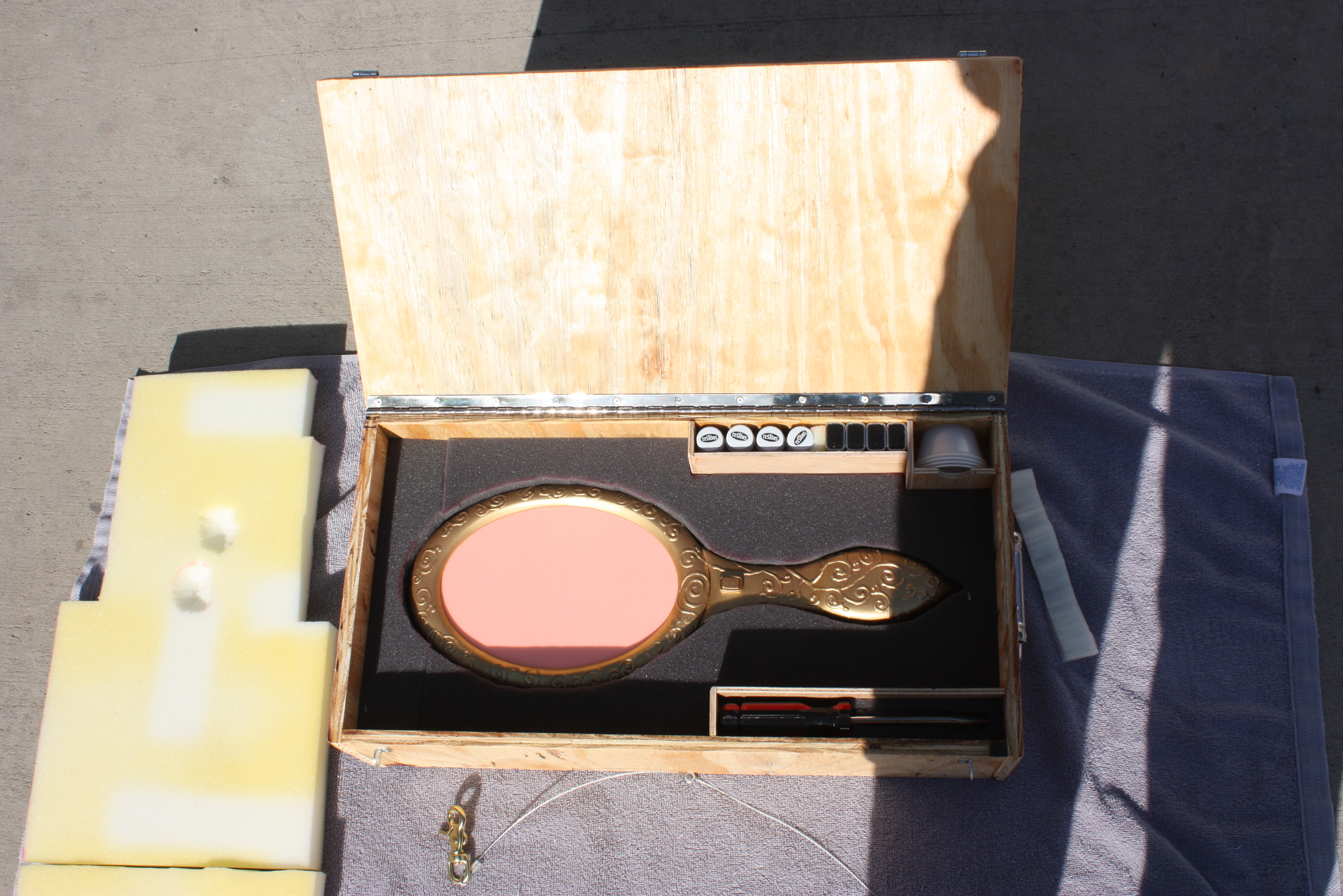  Box with extra supplies, made for maintaining prop during rentals.&nbsp; 