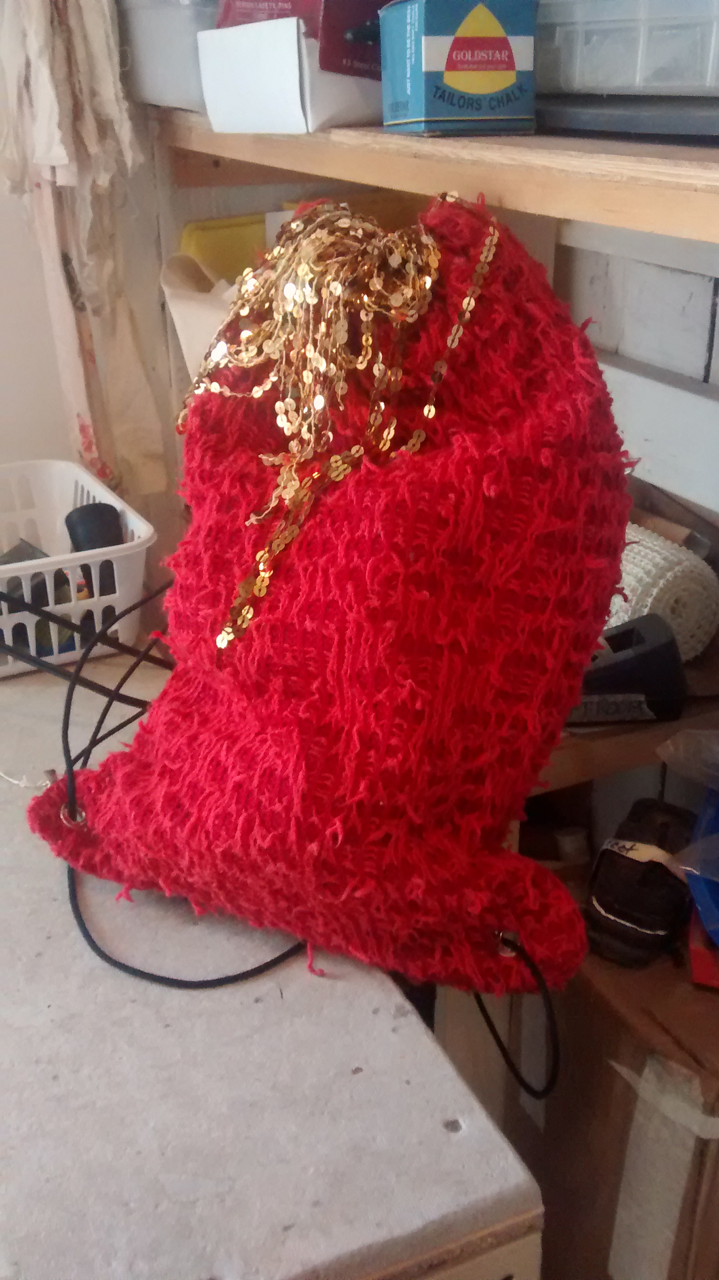  Sheep backpack, overflowing with gold. Made for  Candide  at The Glimmerglass Festival.&nbsp; 