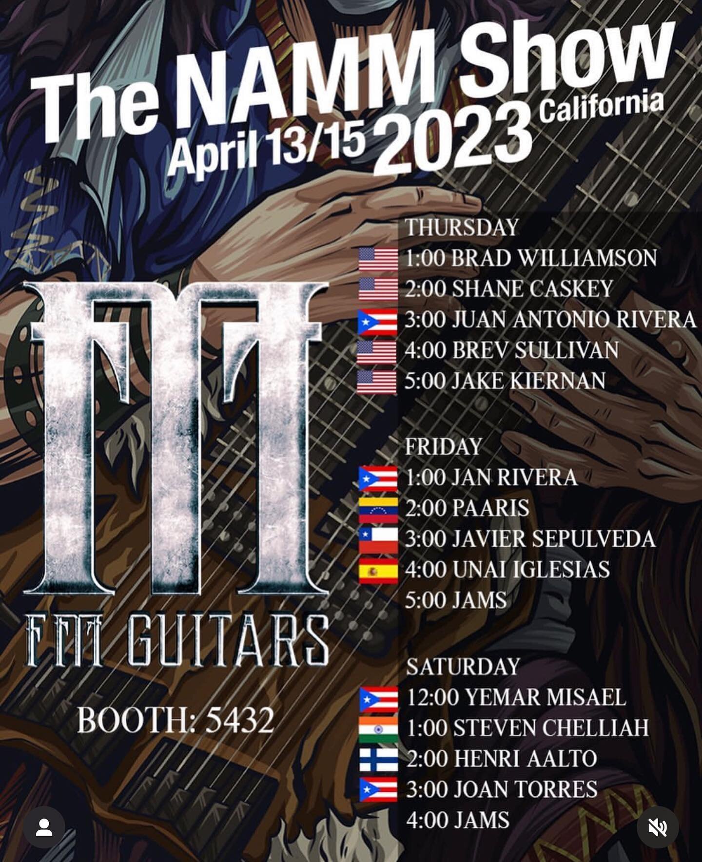 For my friends at NAMM today, check out my bro-in-law @stevenchelliah at the @fmguitarsofficial booth today at 1pm PDT showcasing his amazing custom double-neck fretless/fretted guitar and original @fuzasian music #namm2023 #fmguitars #booth5432 #ste