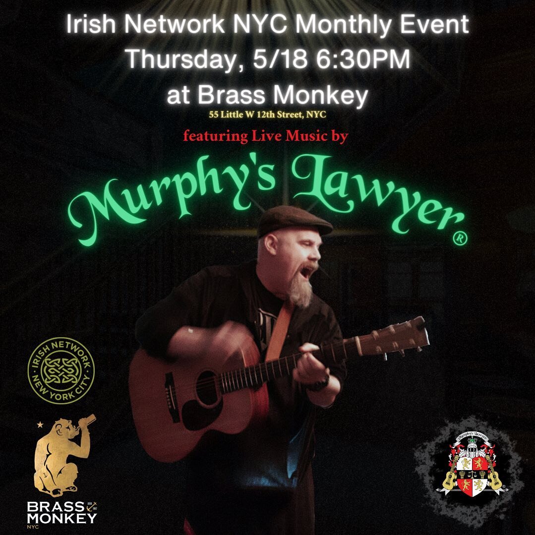Thrilled to be playing the @irishnetworknyc monthly event this month on the ROOFTOP of @brassmonkeynyc in the Meatpacking District. The event is open to everyone ☺️☘️🎶 #irishnetworknyc #brassmonkeynyc #murphyslawyer #irish #irishamerican #livemusic 