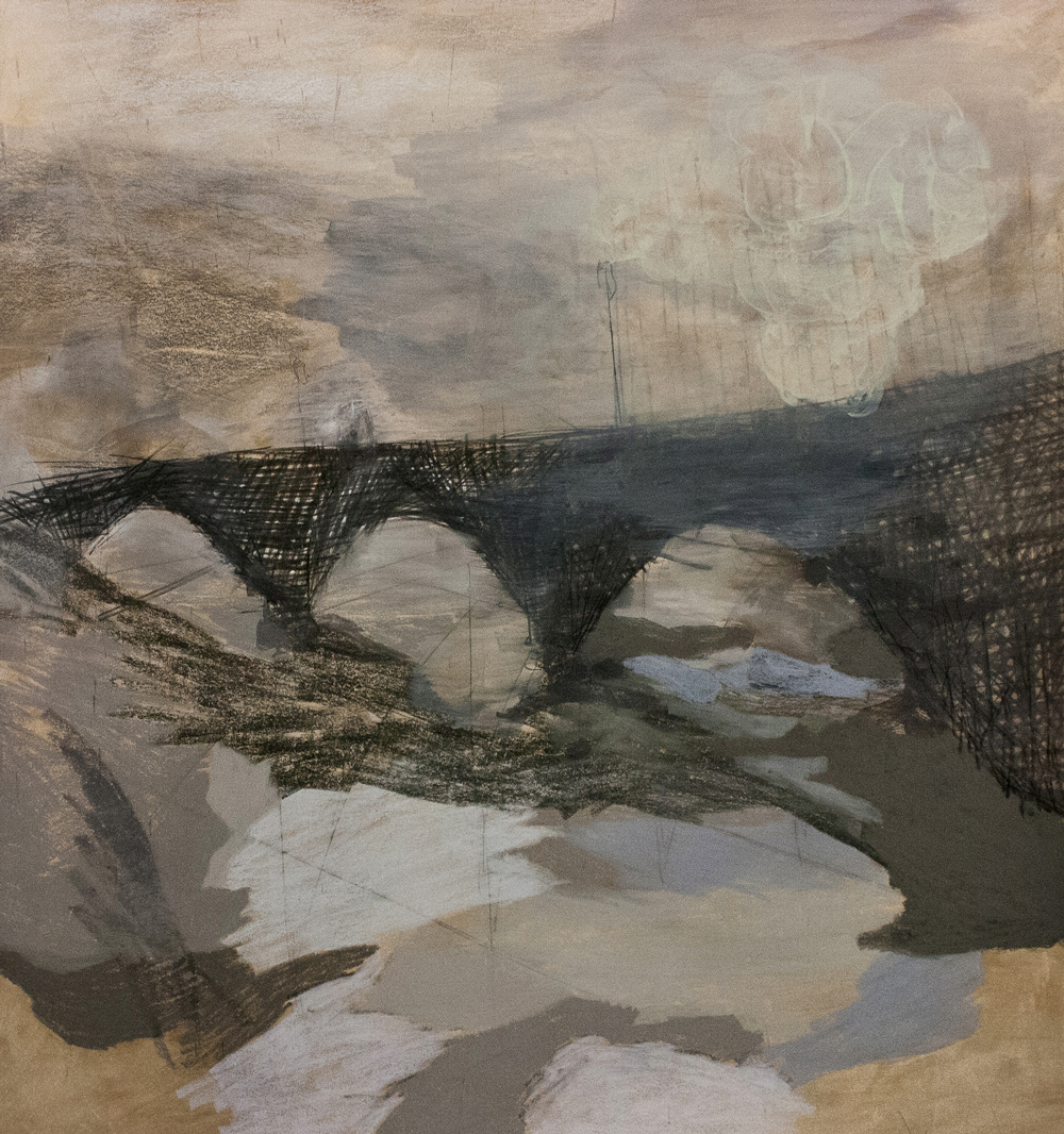 Mirabeau Bridge, Mixed Media on Paper, 41.5" x 44.5", 2013