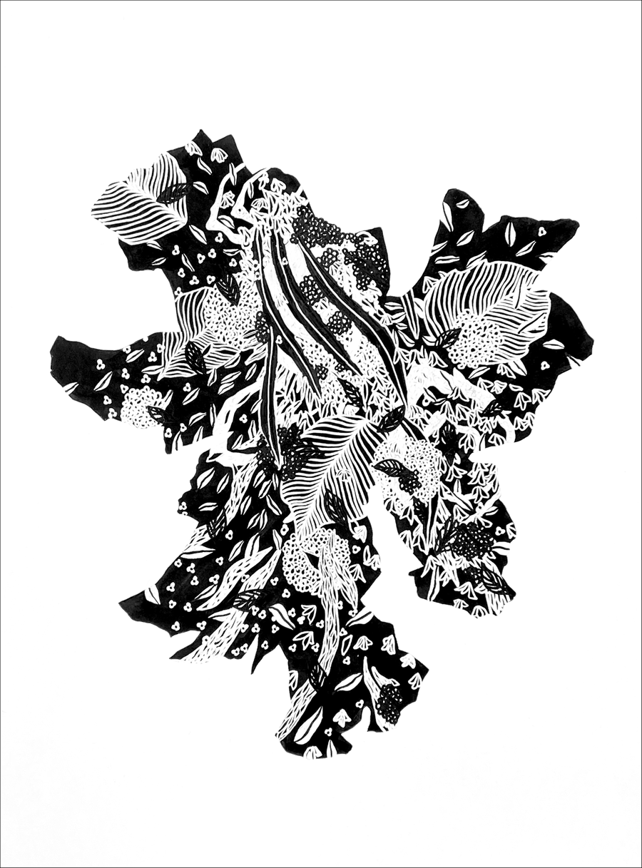 Become, Iris 1 9”x12”, Pen and ink on paper