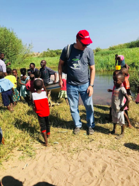 My dad arriving in Chipwa Village.