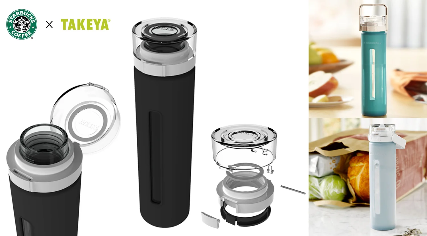 Starbucks flip cap glass bottle_ by Takeya