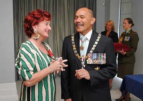 Peta with the Governor-General, Lt General The Rt Hon Sir Jerry Mateparae at her investiture.