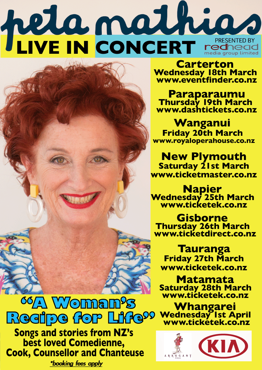 Peta Mathias LIVE! is coming to the North Island