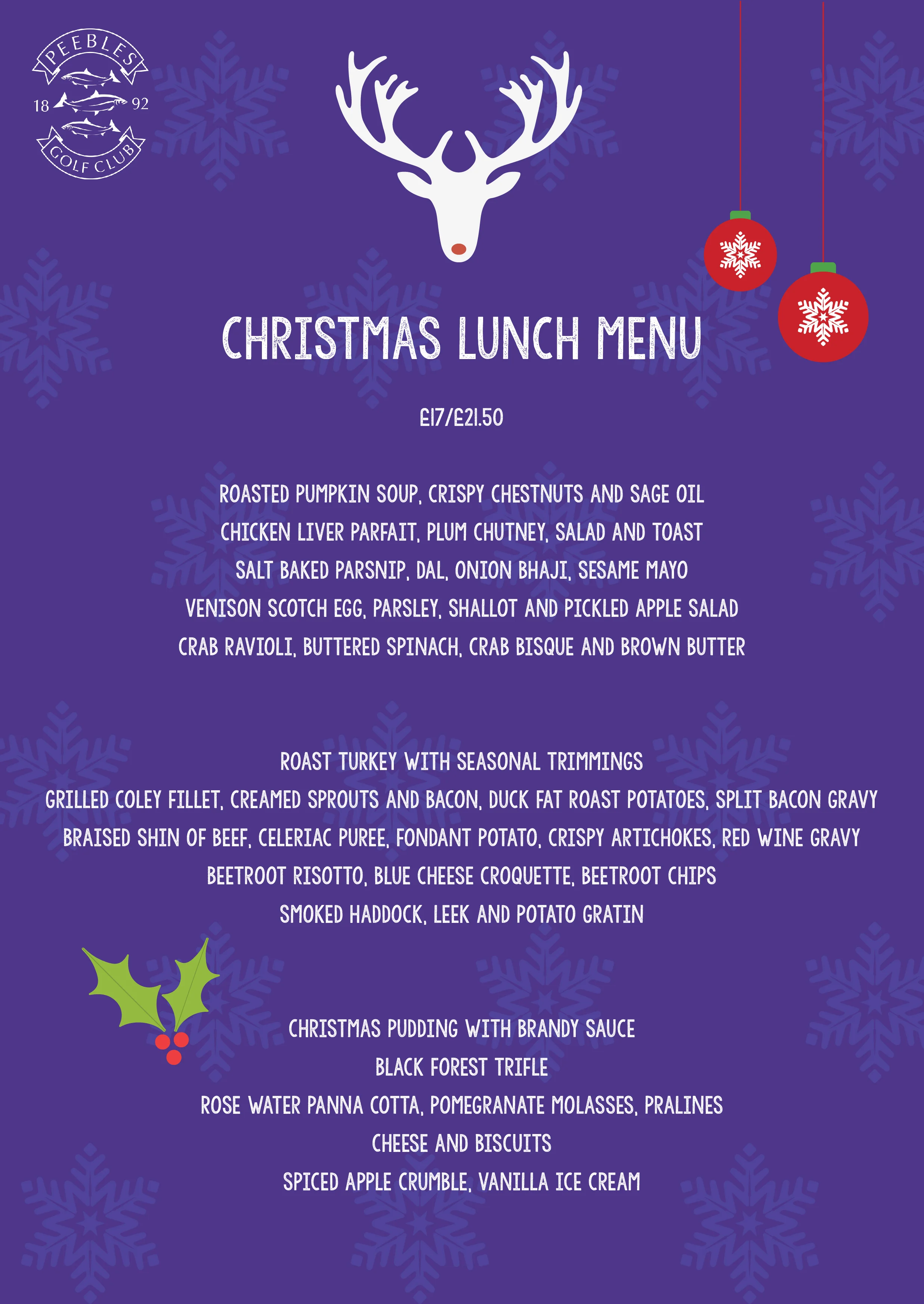 Festive lunch menu