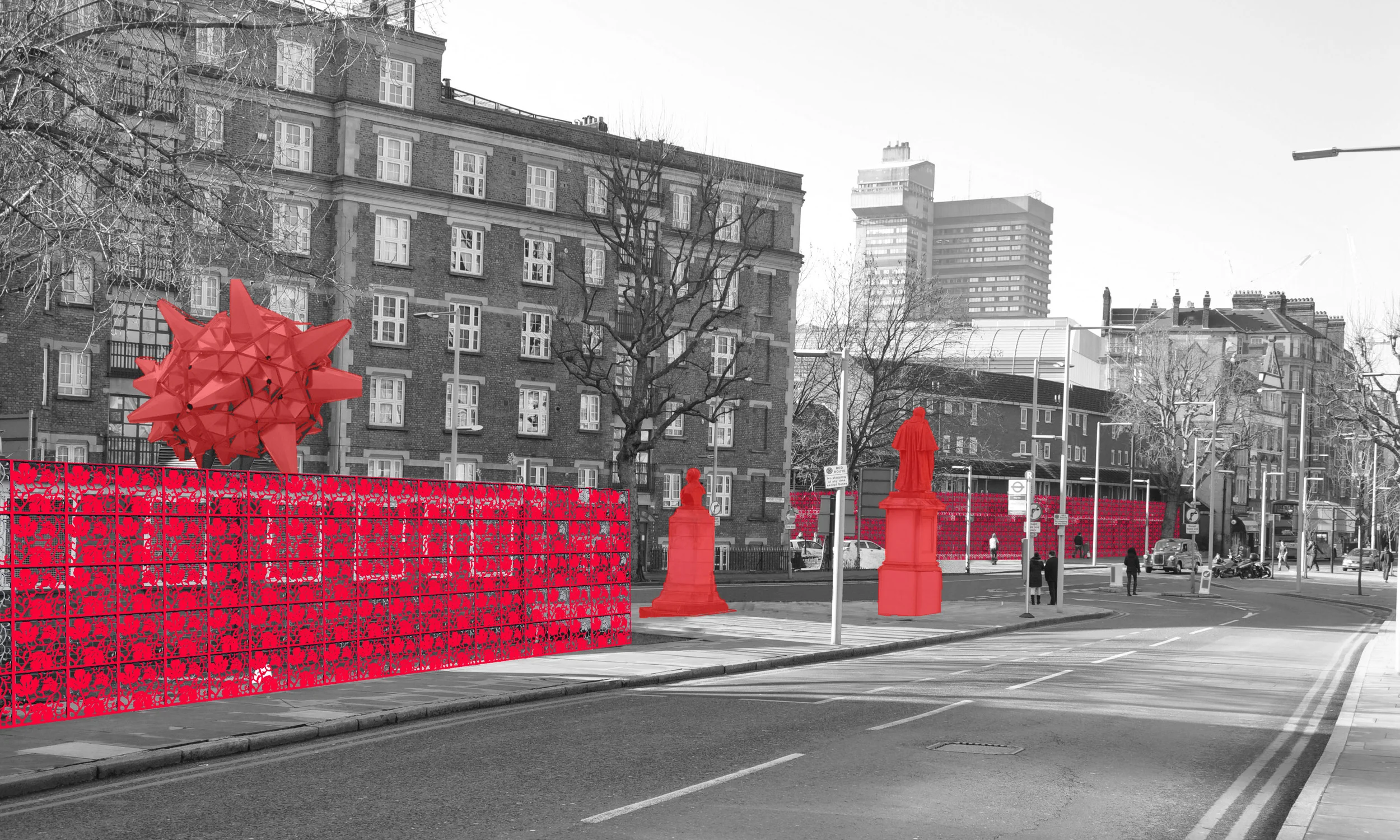 The Design Path envisages in the short term cleaning, lighting, applying art, using green walls. It would include work on the pavement, the circulation (slowing car, making it more pedestrian and cycle friendly), adding a system of lighting, pavement and other features that would help the legibility to attract more clients and increase the footfall. Creating an interesting place all around and inside the arches would make people crossing, but this should be teamed with the culture path, the events strategy, the art installations spread on the area, interesting local retail and workshops. The Urban Track identified a chain of existing public green spaces. The Green Path links the public realm using a visual links, this works on the connections rather than adding work on single objects. Adding elements to create links not only as a map but to allow for a bigger footfall and visual language to stimulate the link and use of public realm. The visual links use canvases and art features, creating gates to indicate the access. The physical connection improves shifting entrances, open gates into fences or eliminating them, working on the pavement.