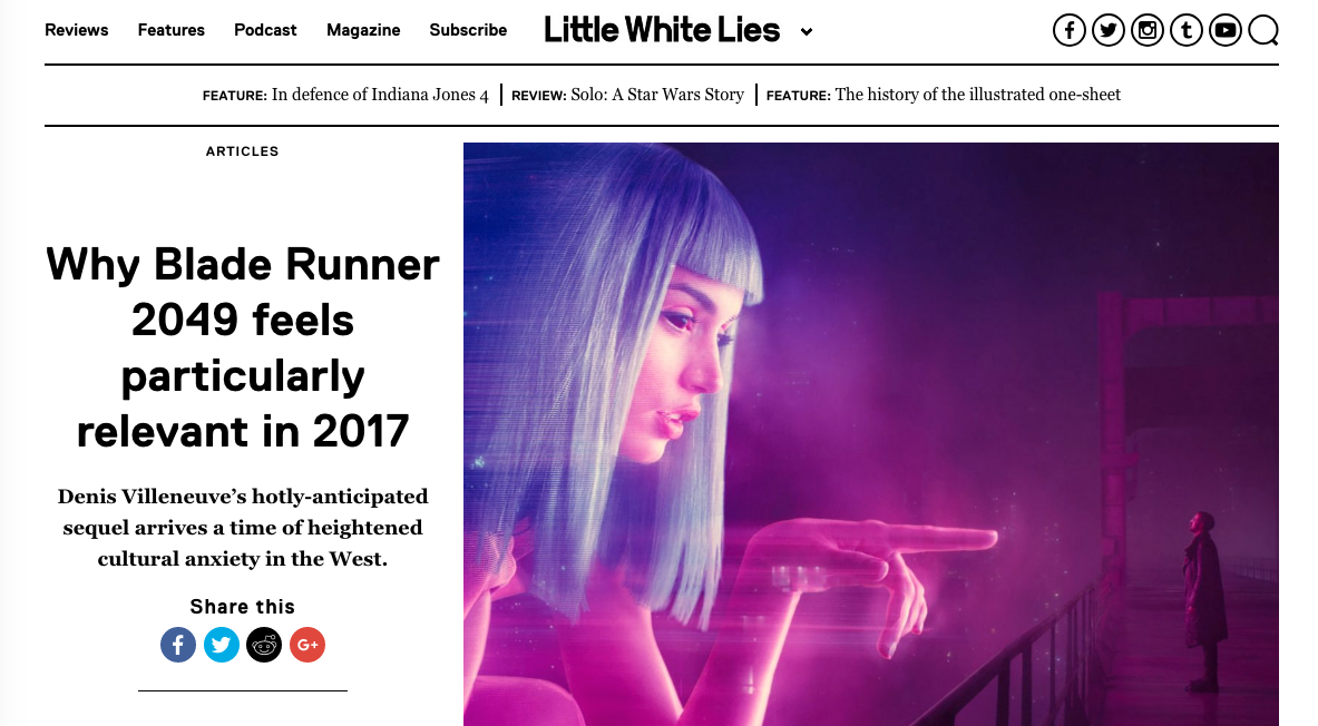 Little White Lies Magazine - Blade Runner Then and Now