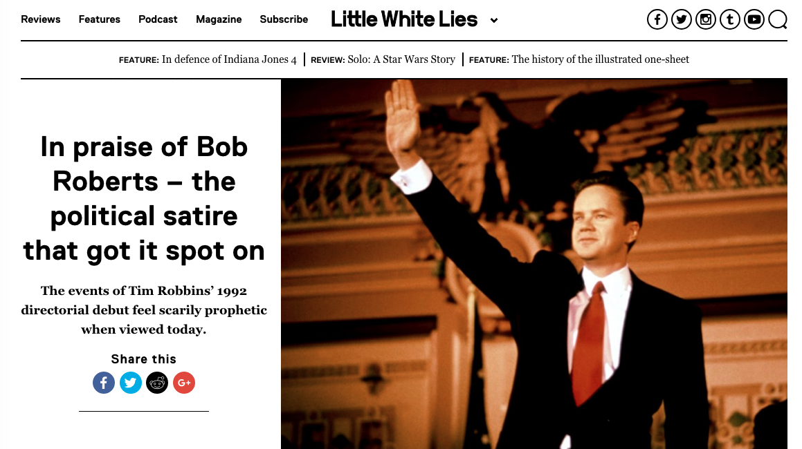 Little White Lies Magazine, In Praise of Bob Roberts