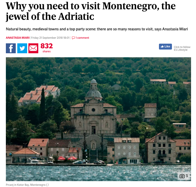 The Evening Standard - Reasons to Visit Montenegro, RIGHT NOW