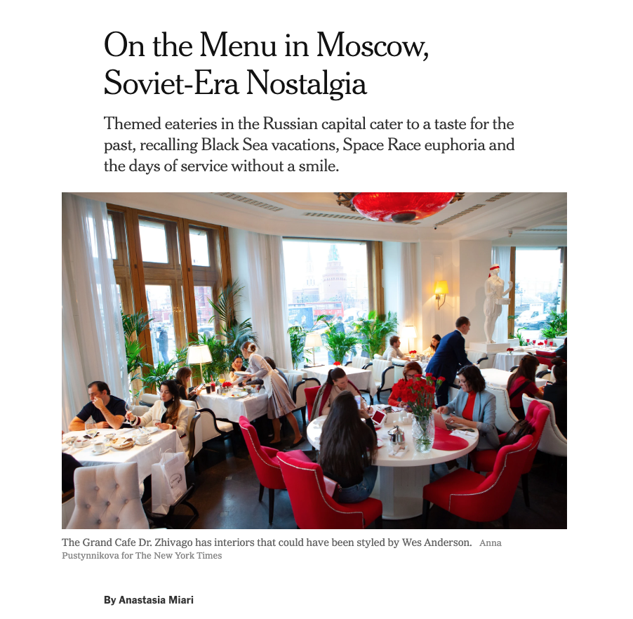 New York Times, Soviet nostalgia in Moscow restaurants