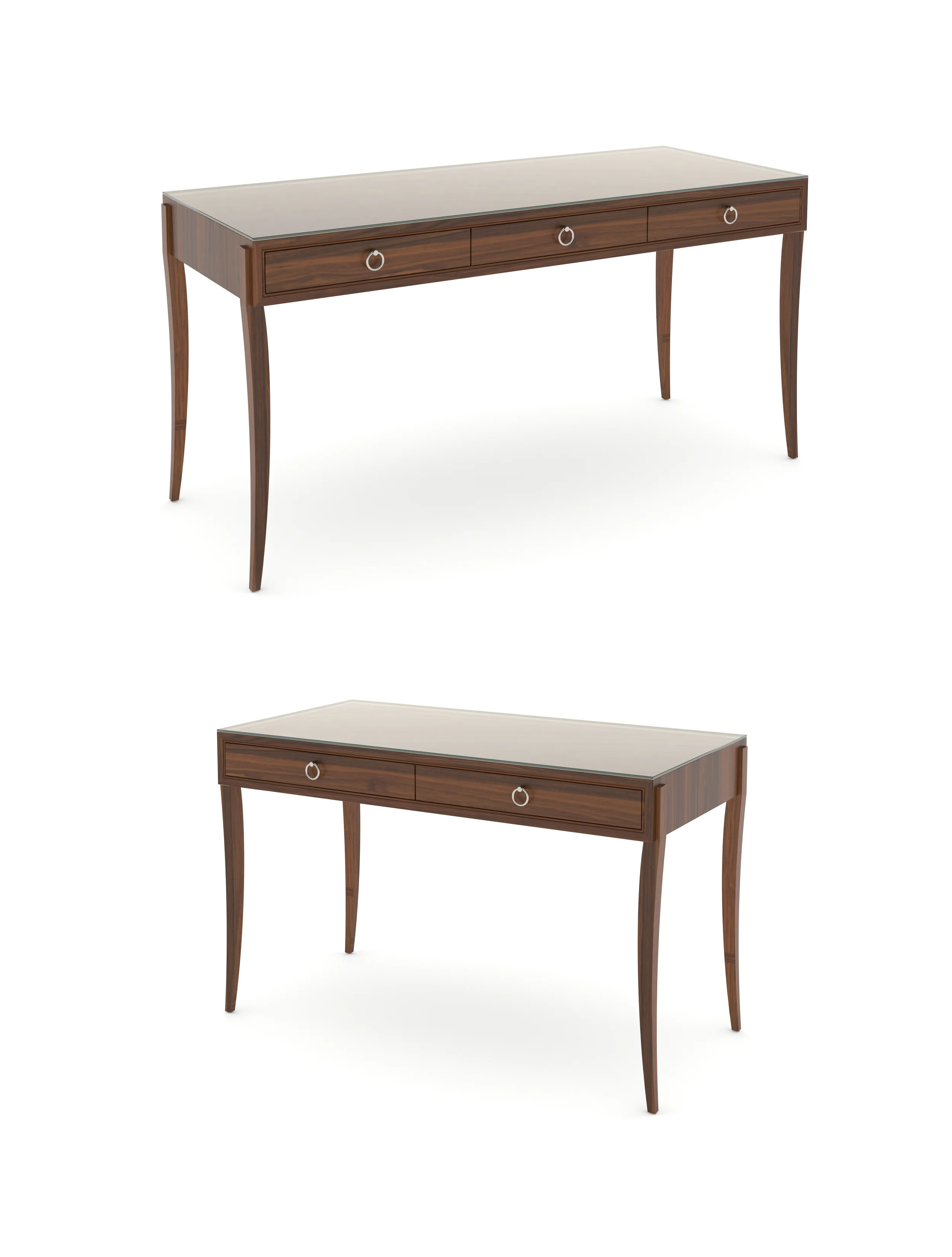 Glass topped writing desk