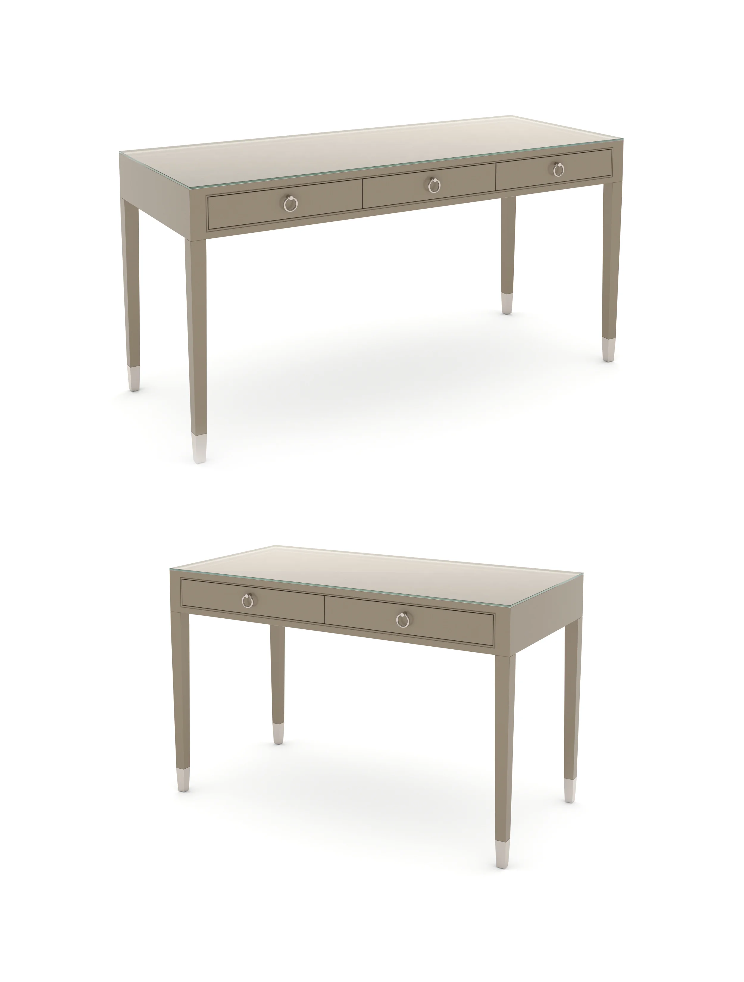 Glass topped writing desk