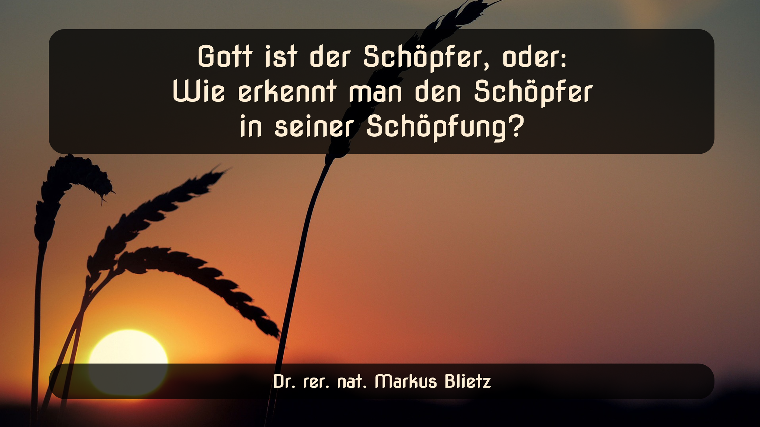 Gott ist der Schöpfer, oder: Wie erkennt man den Schöpfer in seiner Schöpfung?