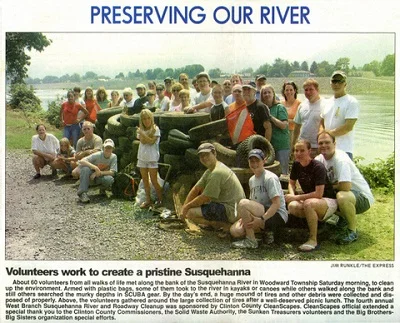 Since 1984 Sunken Treasure has been organizing river cleanups and can't thank those who have helped enough. Click here to view larger image