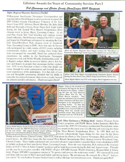 In 2009, Rich Best received the Northcentral PA Volunteer of the Year Award. Click here for larger image