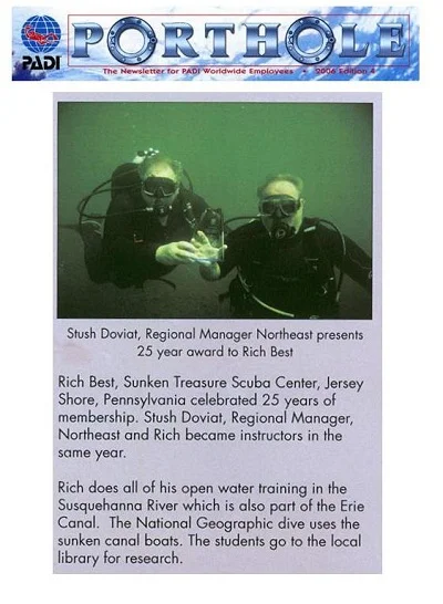 Regional Manger for PADI stopped to recognize Rich Best for 25 years service with PADI. Click here for larger image
