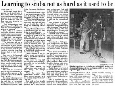 Learning to scuba dive (Con't) Click Here to view larger image