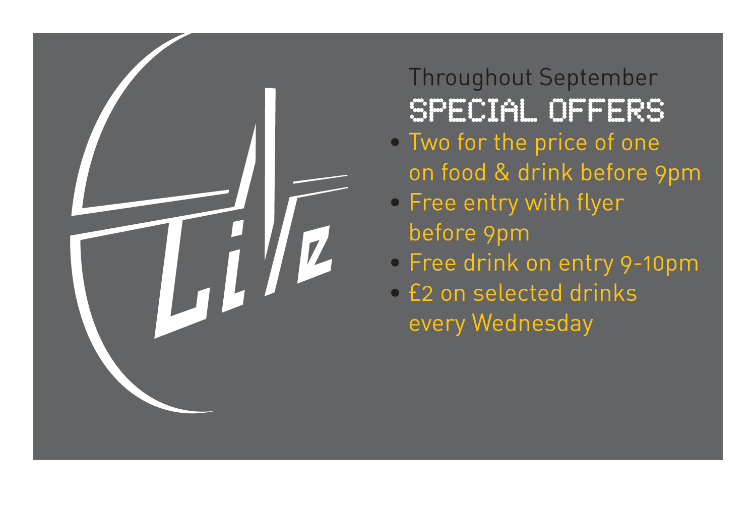 Live Bar offers