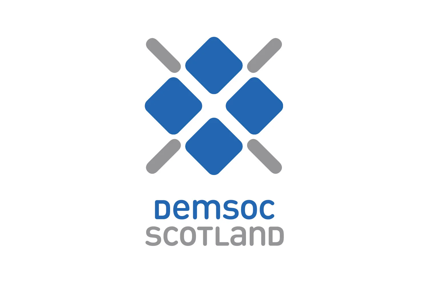 The logo was developed into a flexible system where assorted lock-ups can easily be filled with different colours etc to signify Demsoc’s various locations and/or sub-brands.