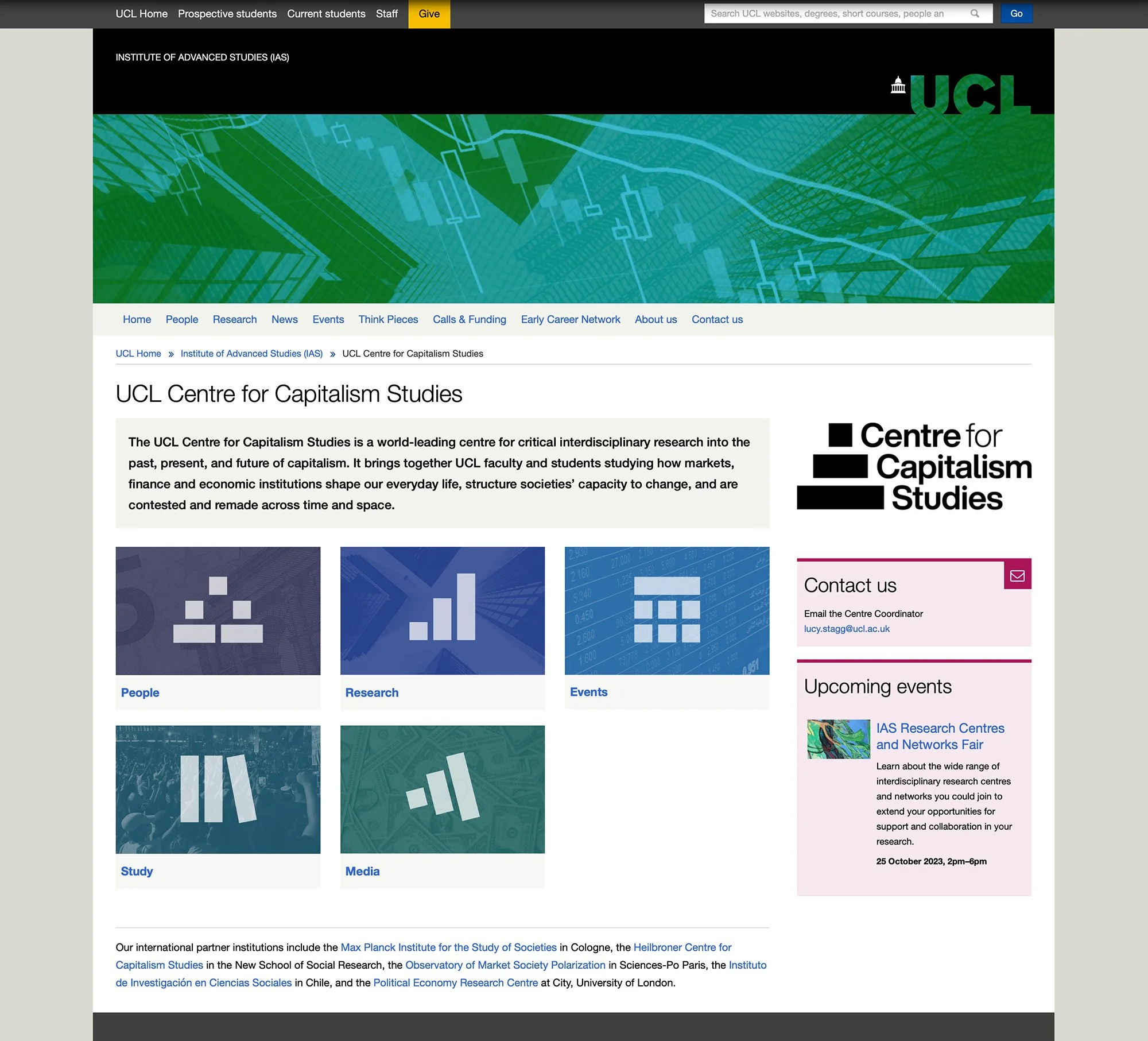 Centre for Capitalism Studies brand identity and homepage