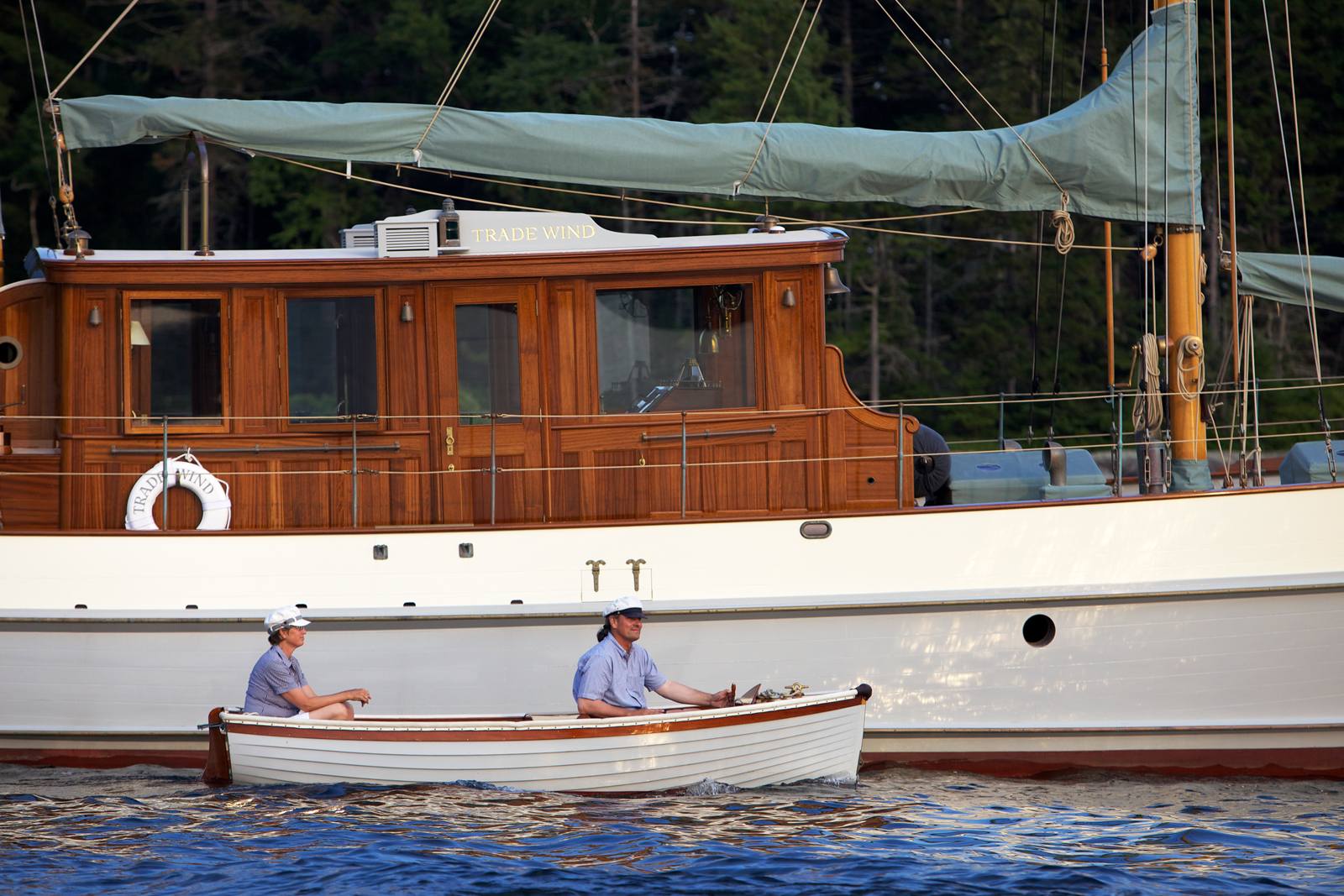 Rosewind passing the lovely 1938 motorsailer Tradewind .