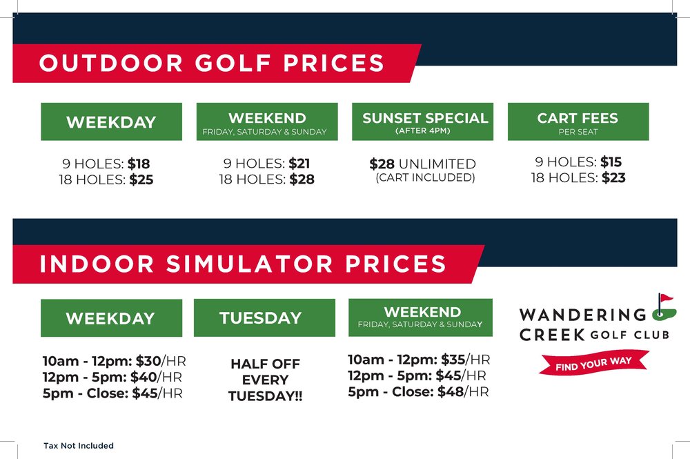 Rates Wandering Creek Golf Course Rates Wandering Creek Golf Course