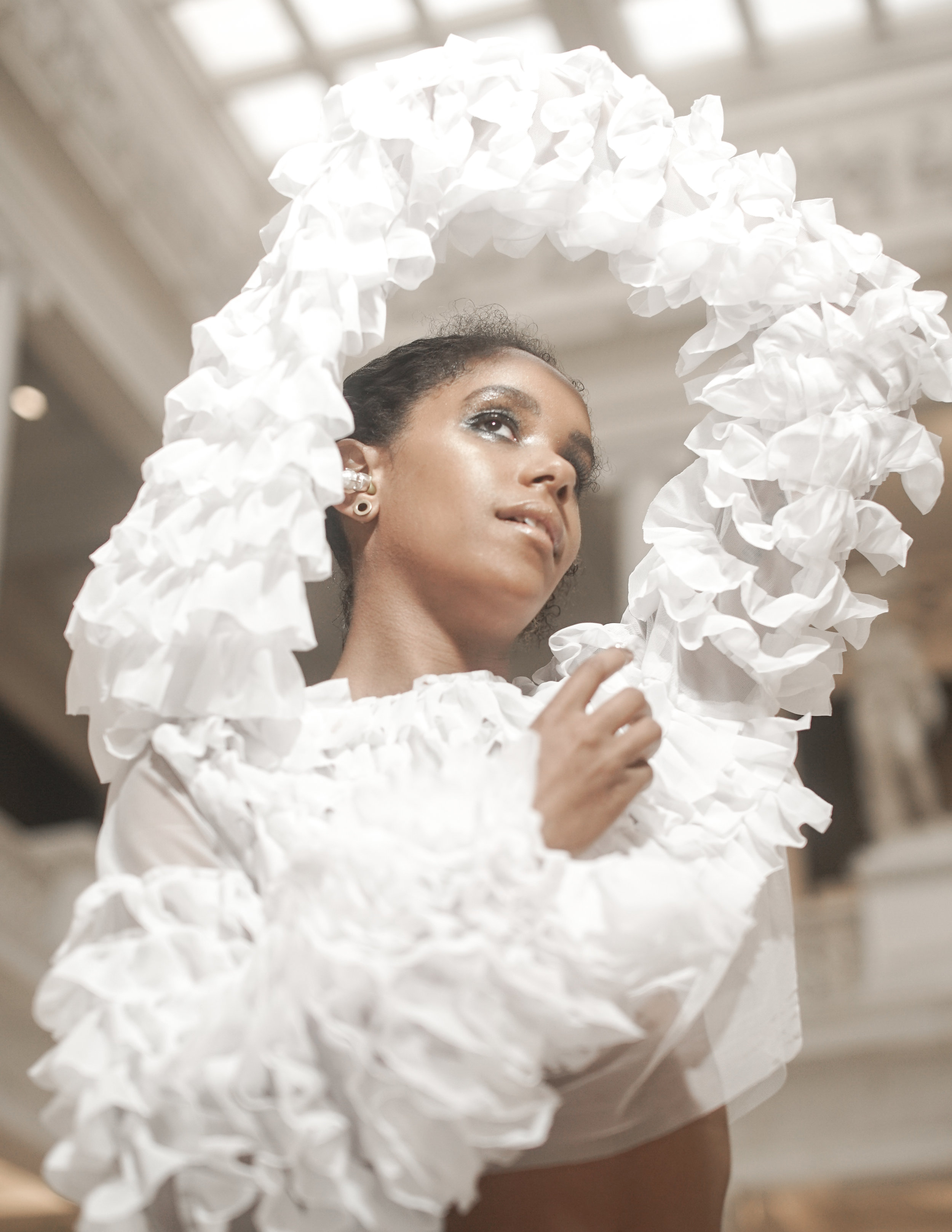  Collaborative showcase with KING RELD at the Carnegie Museum of Art on June 21st, 2018  Clothing: Elaine Healy Atelier Jewelry: King Reld Photography: Keaton Manning Hair: Justin R. Bender // Make Up: Hannah B. Donovan Event Production: GFx &amp; Fe