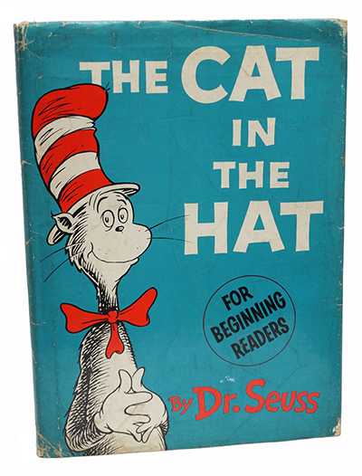 Image: First edition copy of The Cat in the Hat, 1957 .