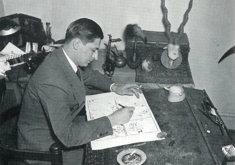 Original Walrus on Ted’s drawing table, photographed in 1935.