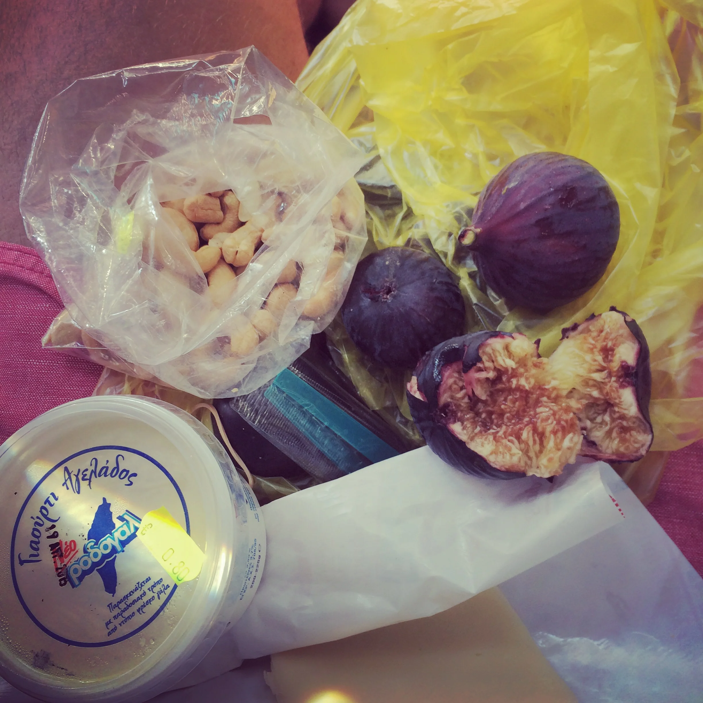 Figs nuts and feta- lunch on the go on the island of Rhodes