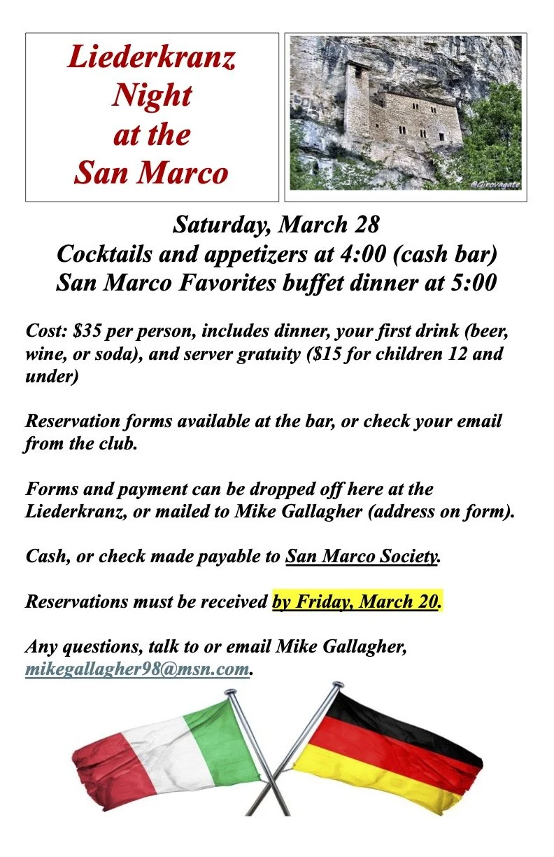 Liederkranz Night at San Marco Society!