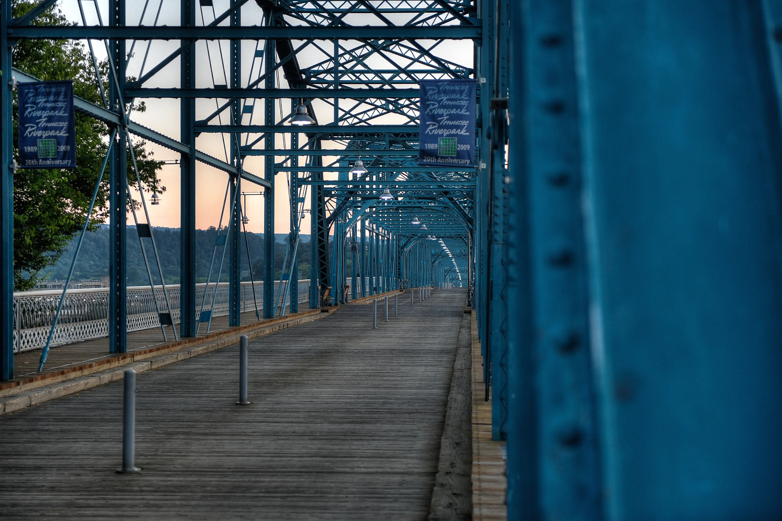 Walnut Street Bridge at sunrise. Chattanooga, TN