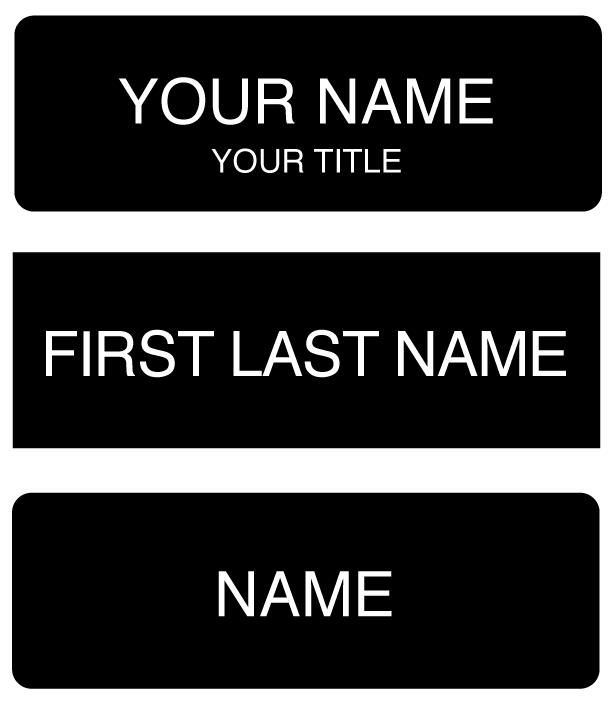 Name Badge Tag Plate White/Black Safety Pin 3x0.75" Personalised Engraved Cus... 