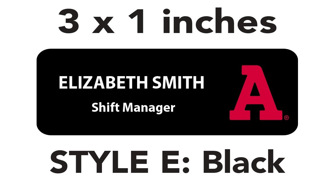 ARBY'S STYLE E: BLACK 3" x 1"