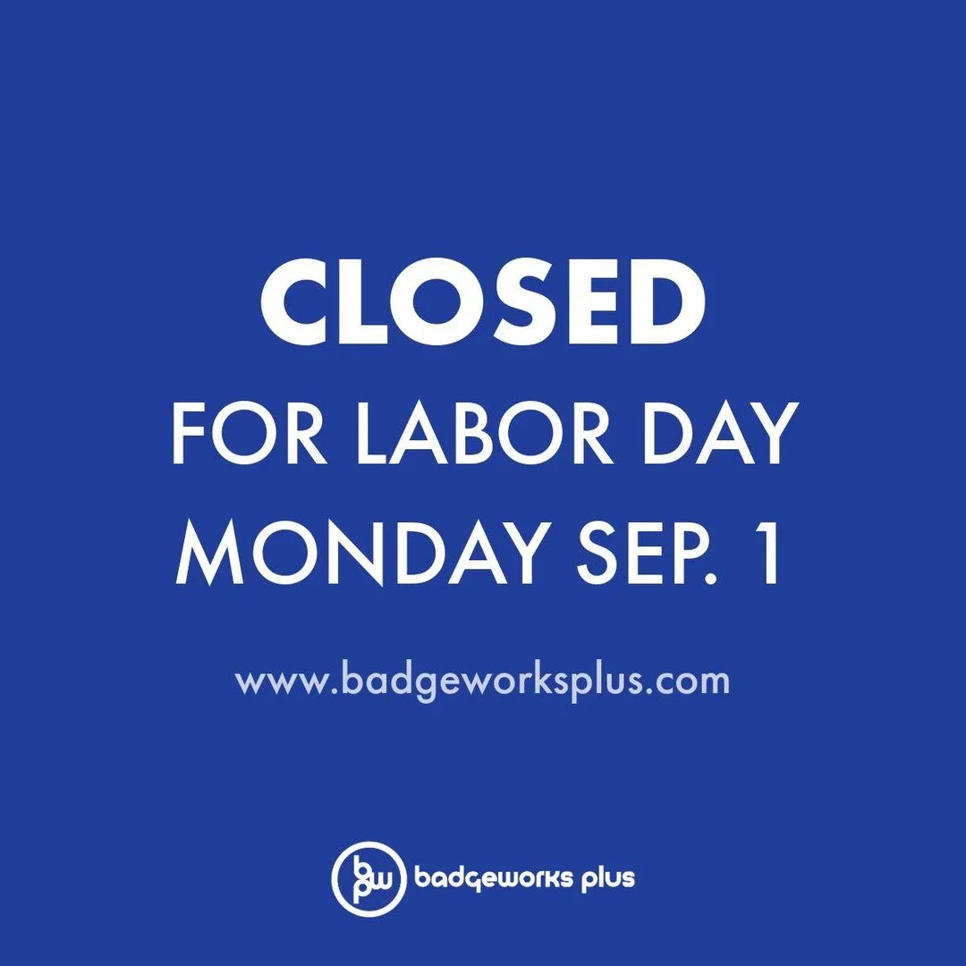 We will be closed for Labor Day on Monday, September 1st, so our team can enjoy the holiday. ๐โจ
We’ll be back bright and early on Tuesday at 9 AM, ready to help you with all your custom badges, plaques, and more!
Wishing you a safe and happy