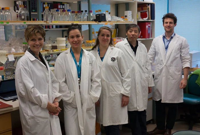 The partial team in the lab.