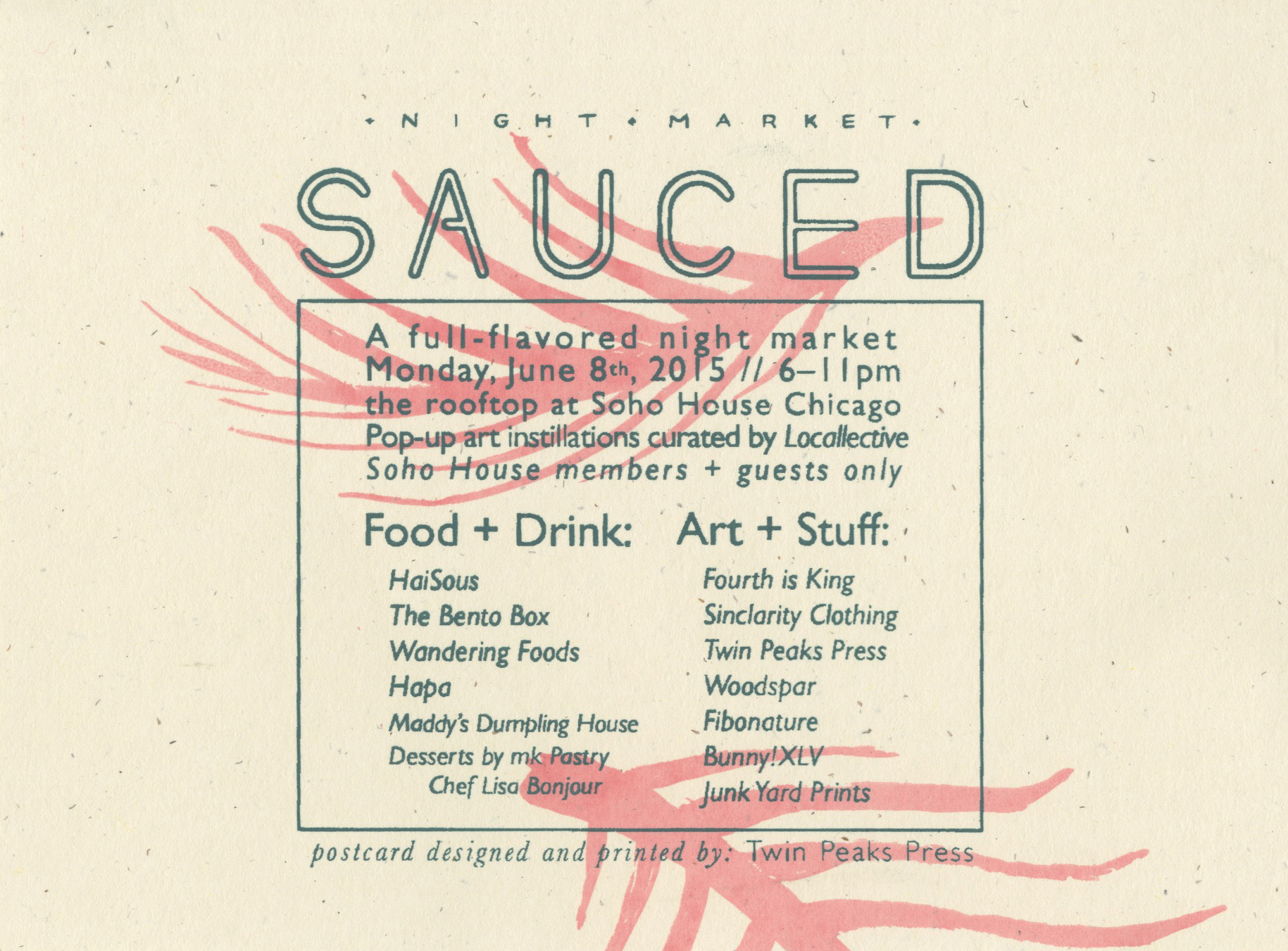 postcard for Sauced Night Market