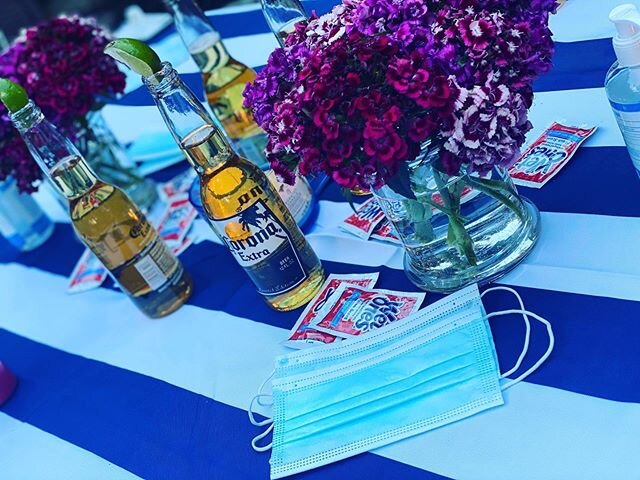 Nothing says &ldquo;welcome&rdquo; like masks and hand sanitizer! My first foray into entertaining in 2020 - setting the trend for this year&rsquo;s hottest table scapes 🙄😷! Thank you @gbarandkitchen for the delicious food.